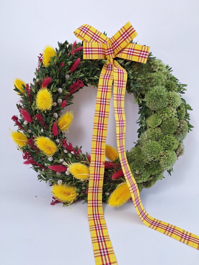 wianek wiosenny żółto magentowy